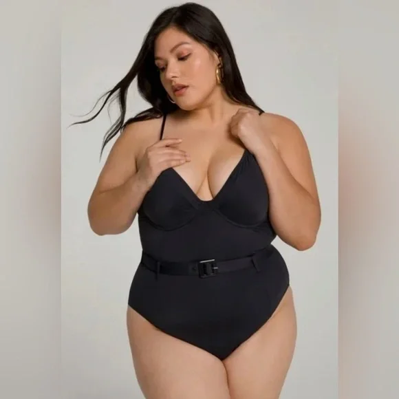 Good American | Belted One-Piece Swimsuit | (1) Small | NWT | Slimming Swimwear - Picture 4 of 5